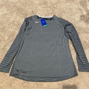 Mizuno Women's Gray and White Performance Athletic Shirt Large